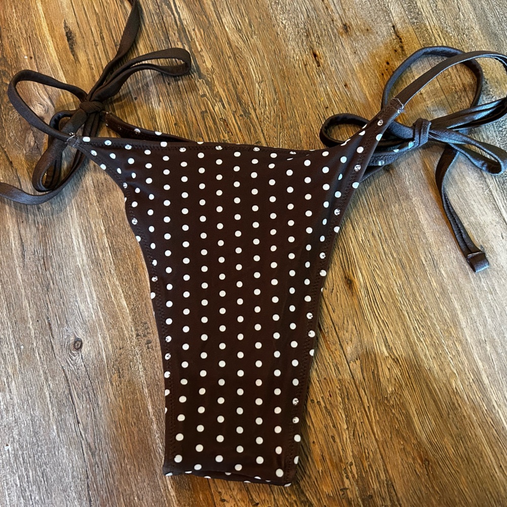Frankie's Bikinis Brown and White Asymmetrical Bikini